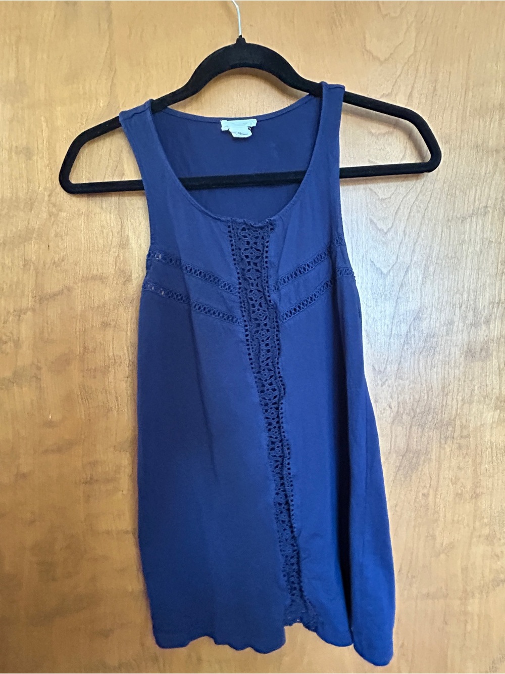 Caslon Sleeveless Navy Crochet-Trim Tank Top
